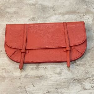 Banana Republic Timeless Versatile Orange Leather Clutch NWOT